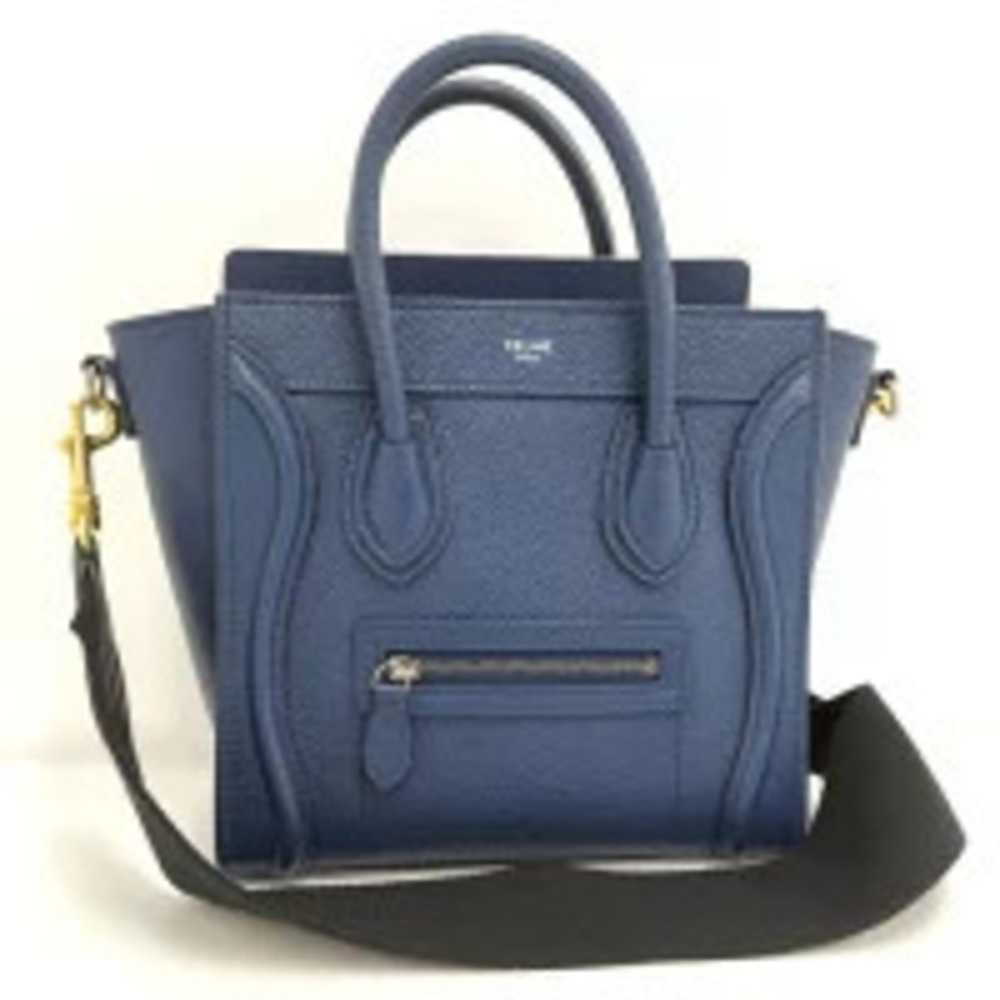 Celine Luggage Tote Shopper Leather Blue
